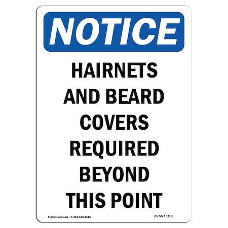 OSHA Notice Sign, Hairnets And Beard Covers Required, 5in X 3.5in Decal, 10PK